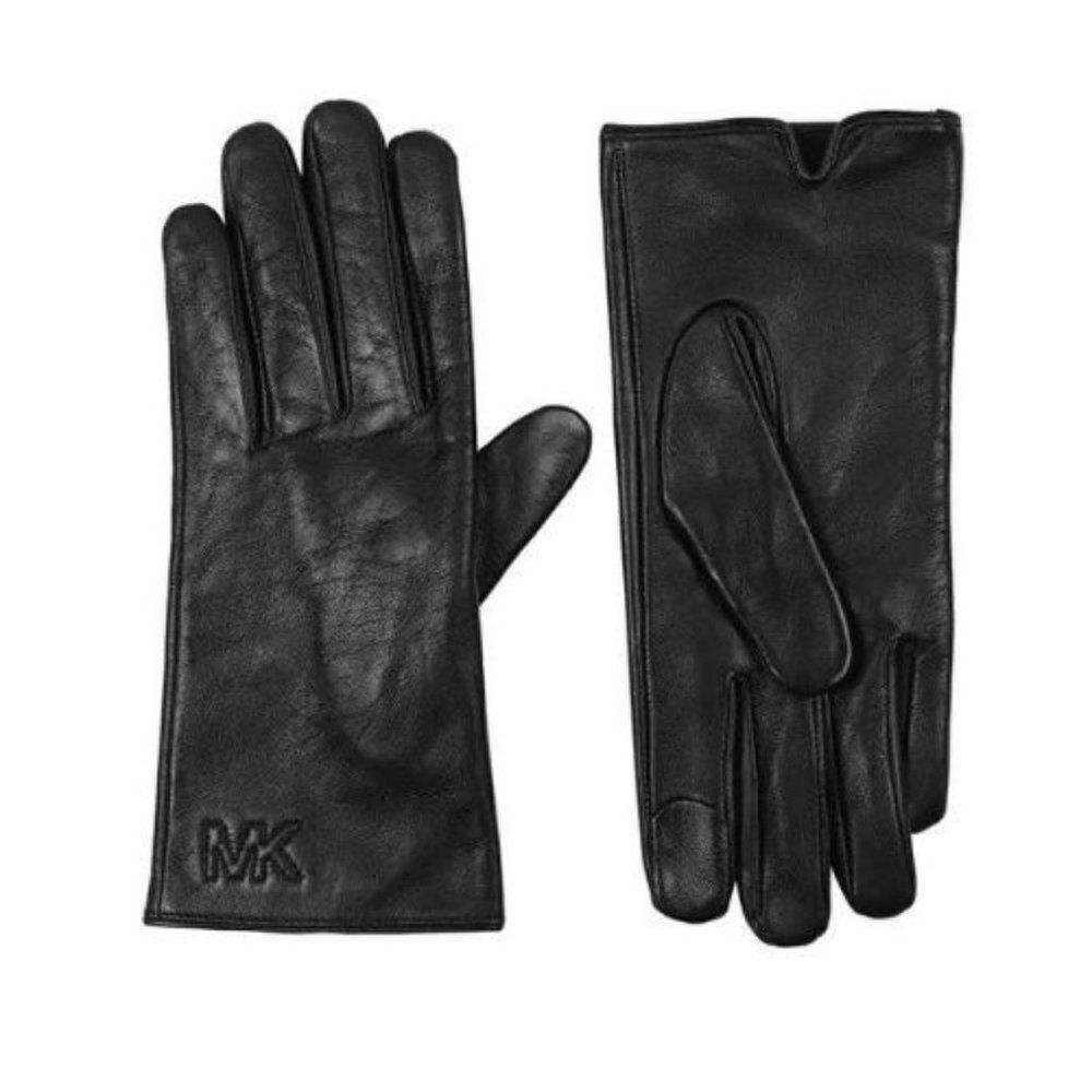 Michael Kors Women's Black Quilted Logo Leather Gloves Size XLarge